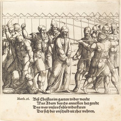 Jesus blir ført til Kaifas, 1549. av Augustin Hirschvogel