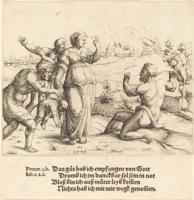Job får vite om sine ulykker, 1549. av Augustin Hirschvogel