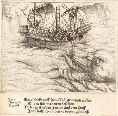Jonas i hvalen. av Augustin Hirschvogel