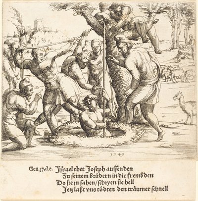 Joseph kastet i brønnen, 1549. av Augustin Hirschvogel