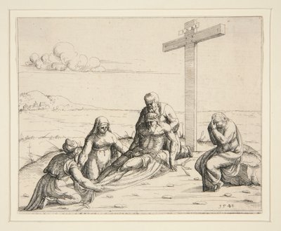 Josef og Nikodemus med Kristi legeme av Augustin Hirschvogel