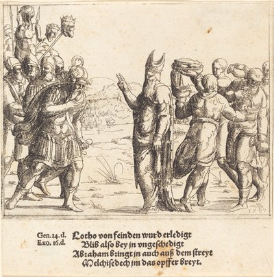 Melkisedek med brød og vin, 1547. av Augustin Hirschvogel