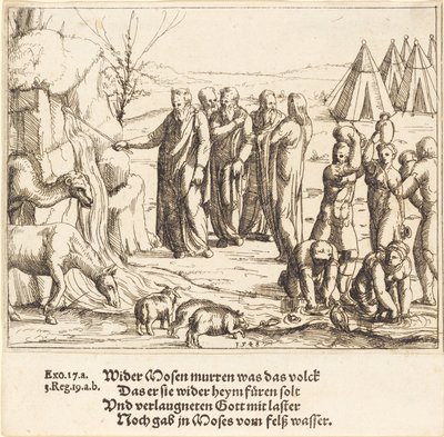 Moses slår klippen av Augustin Hirschvogel