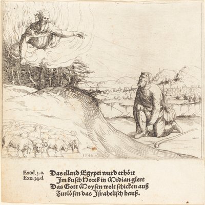 Moses og den brennende busken, 1548. av Augustin Hirschvogel