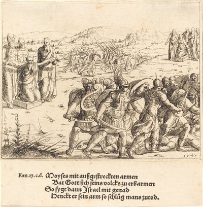 Moses med utstrakte armer, 1547. av Augustin Hirschvogel