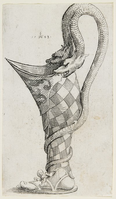 Ornamental benformet fartøy, 1543 av Augustin Hirschvogel