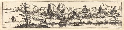 Elvelandskap med Saint Christopher. av Augustin Hirschvogel