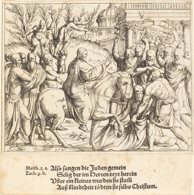 Inntoget i Jerusalem, 1547. av Augustin Hirschvogel