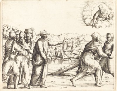 Herren søter Marah-vannet. av Augustin Hirschvogel