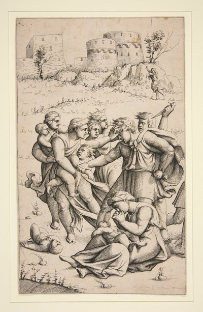 The Massacre of the Innocents (midtark fra serie med 3 ark) av Augustin Hirschvogel