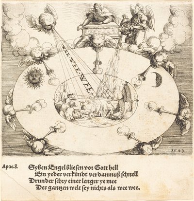 Åpningen av det syvende seglet, 1549. av Augustin Hirschvogel