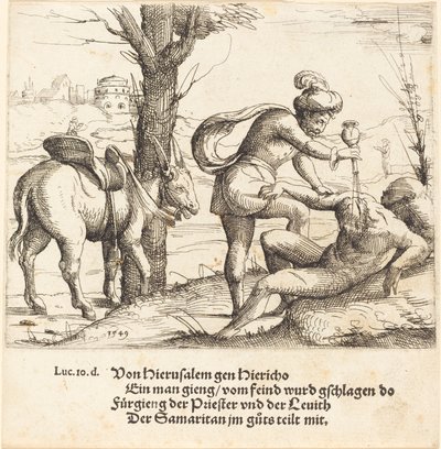 Lignelsen om den barmhjertige samaritan av Augustin Hirschvogel