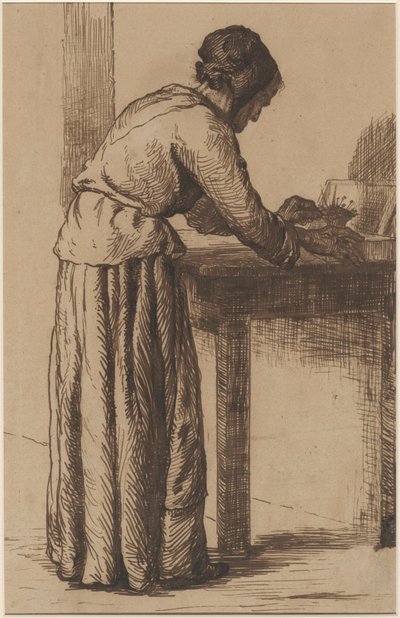 Gammel kvinne arbeider av Augustin Théodule Ribot