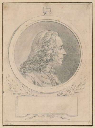 Portrett av Voltaire, etter bysten hans av Jean-Baptiste Lemoyne II av Augustin de Saint-Aubin