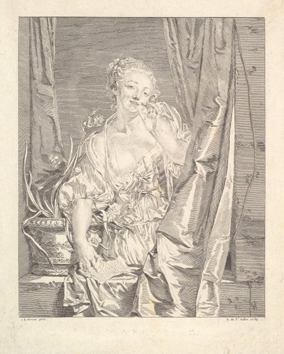 Le Baiser Sendt Blowing a Kiss. av Augustin de Saint Aubin