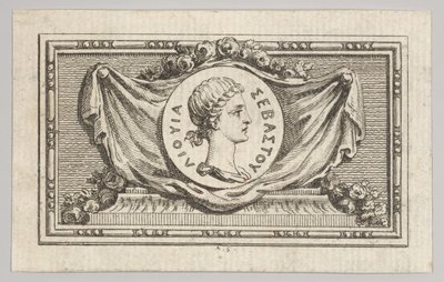 Medalje med Portrait of Livy i den 5. boken, fra Tibère ou les six premiers ..., utgitt i 1768. av Augustin de Saint Aubin
