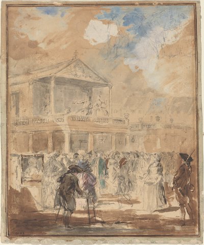 Parade (en teaterprosesjon i Paris) av Augustin de Saint Aubin