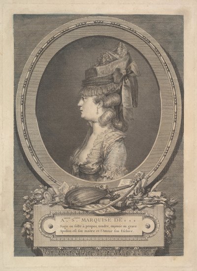 Portrett av Adrienne-Sophie Marquise de ***, 1779. av Augustin de Saint Aubin