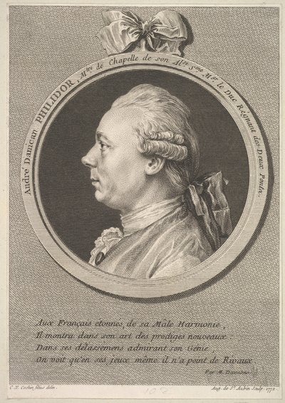 Portrett av André Danican Philidor, 1772. av Augustin de Saint Aubin