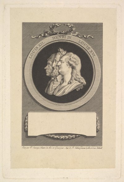 Portrett av Louis XVI, Henri IV og Louis XII, 1791. av Augustin de Saint Aubin