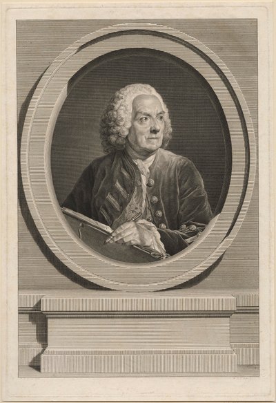 Portrett av Louis de Silvestre av Augustin de Saint Aubin