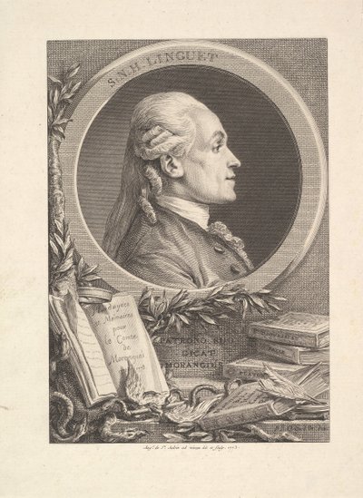 Portrett av Simon-Nicolas-Henri Linguet, 1773 av Augustin de Saint Aubin