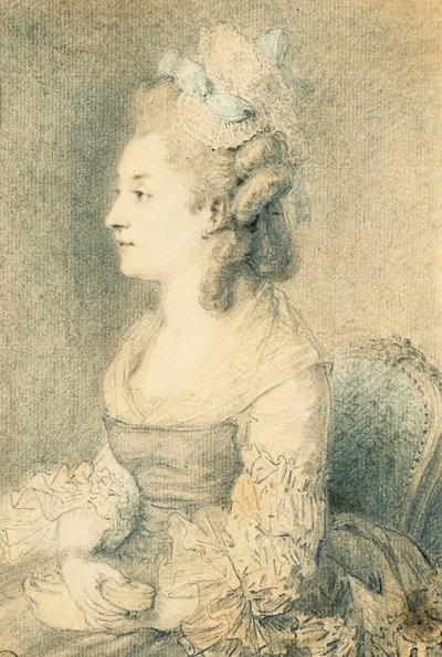 Portrett av kunstnerens kone av Augustin de Saint Aubin