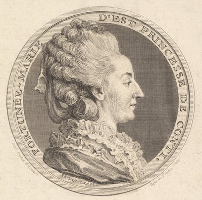 Trykk av en portrettmedalje av Fortunée-Marie dEst, prinsesse av Conti, 1781. av Augustin de Saint Aubin