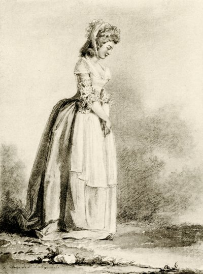 Studie av en ung dame av Augustin de Saint Aubin