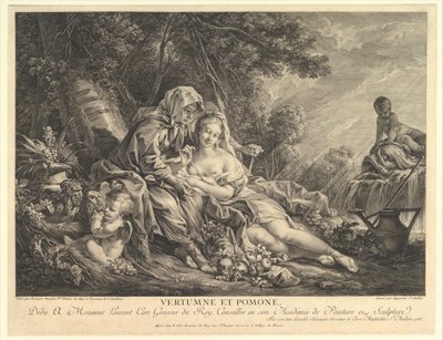 Vertumnus og Pomona, 1765. av Augustin de Saint Aubin