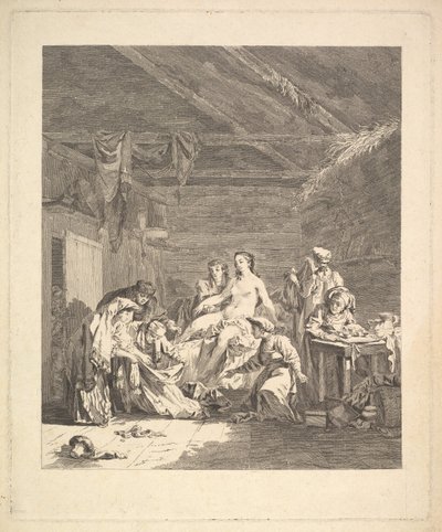 Miniatyrbilde av første bind, side 165: Bruk av russerne etter ekteskapet og før bryllupet..., 1767. av Augustin de Saint Aubin