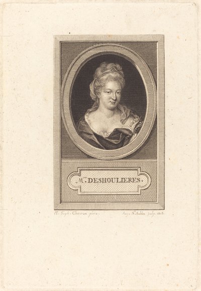 Antoinette du Ligier fra La Garde Deshoulieres av Augustin de Saint Aubin after Elisabeth Sophie Cheron