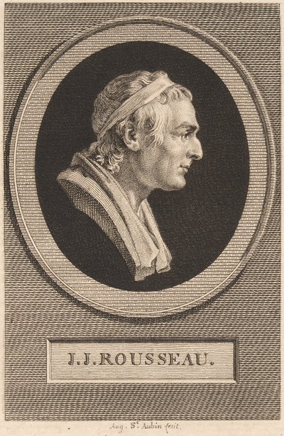 Jean-Jacques Rousseau av Augustin de Saint Aubin after Jean Antoine Houdon
