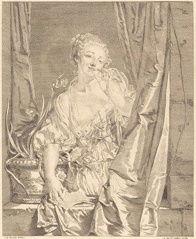 Kysset ble sendt av Augustin de Saint Aubin after Jean Baptiste Greuze