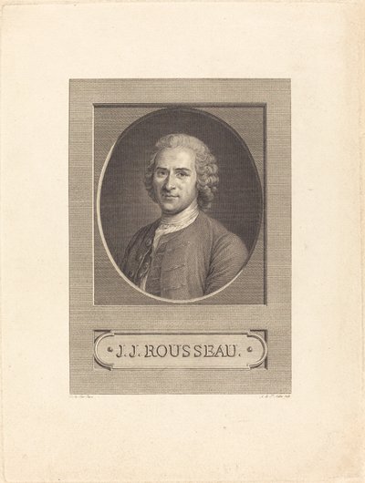 JJ Rousseau av Augustin de Saint Aubin after Maurice Quentin