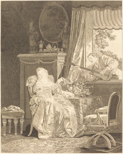 Spansk kjærlighet av Augustin de Saint Aubin and Noël Pruneau after Jean Baptiste Le Prince