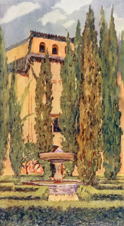 Court of Lindaraxa, Alhambra (farge litho) av Augustine Fitzgerald