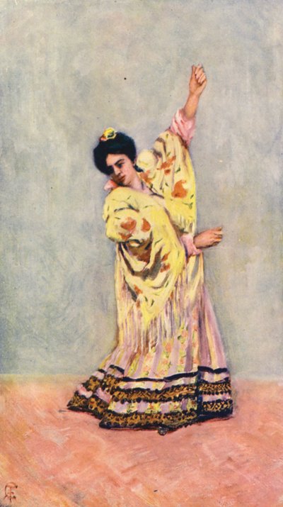 Spansk sigøynerdans i tanga (fargelitografi) av Augustine Fitzgerald