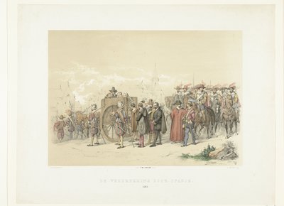 Bærer bort sivile i fangenskap av spanske soldater, 1567 The Tribulation by Spain (tittel på objekt) av Augustinus Jacobus Bernardus Wouters