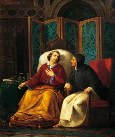 Lorenzo de' Medicis tilståelse, av Augusto Tominz (1818-1883) av Augusto Tominz