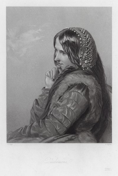 Desdemona, en karakter i Othello (gravering) av Augustus (after) Egg