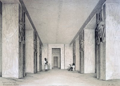 Interiør i Nordtempelet, Ebsamboul, Nubia, Egypt, 1800-tallet av Augustus Butler