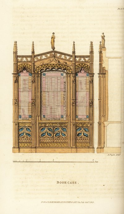 En gotisk bokkasse av Augustus Charles (after) Pugin