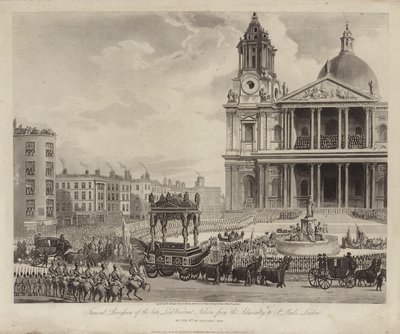 Begravelsesprosesjon av admiral Lord Nelson fra admiralitetet til St Paul