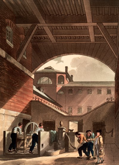 Vannmotor ved Cold Bath Fields Prison, London, 1808 av Augustus Charles Pugin, Thomas Rowlandson