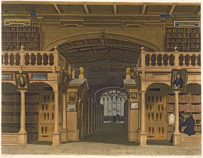 Interiør av Bodleian Library, illustrasjon fra 