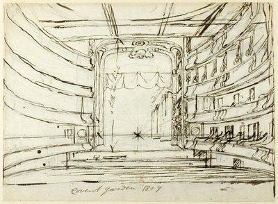 Studie for Covent Garden Theatre, fra Microcosm of London av Augustus Charles Pugin
