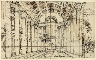Studie for Egyptian Hall Mansion House, fra Microcosm of London av Augustus Charles Pugin