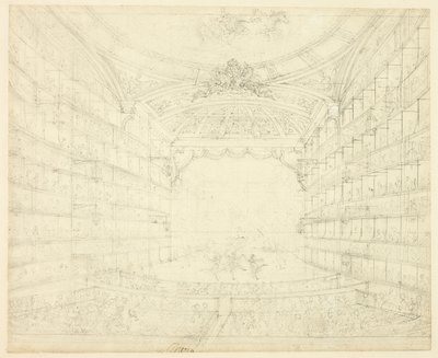Studie for Opera House, fra Microcosm of London av Augustus Charles Pugin