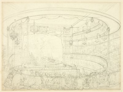 Studie for Sadlers Wells Theatre av Augustus Charles Pugin